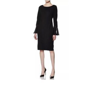 Calvin Klein Women's Bell Sleeve Sheath Long Sleeve Dress Size 8 Black